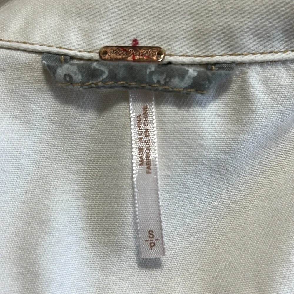 Free People Kiel Wash Off White Denim Jacket Pockets Front Zip Sz S - Picture 11 of 12